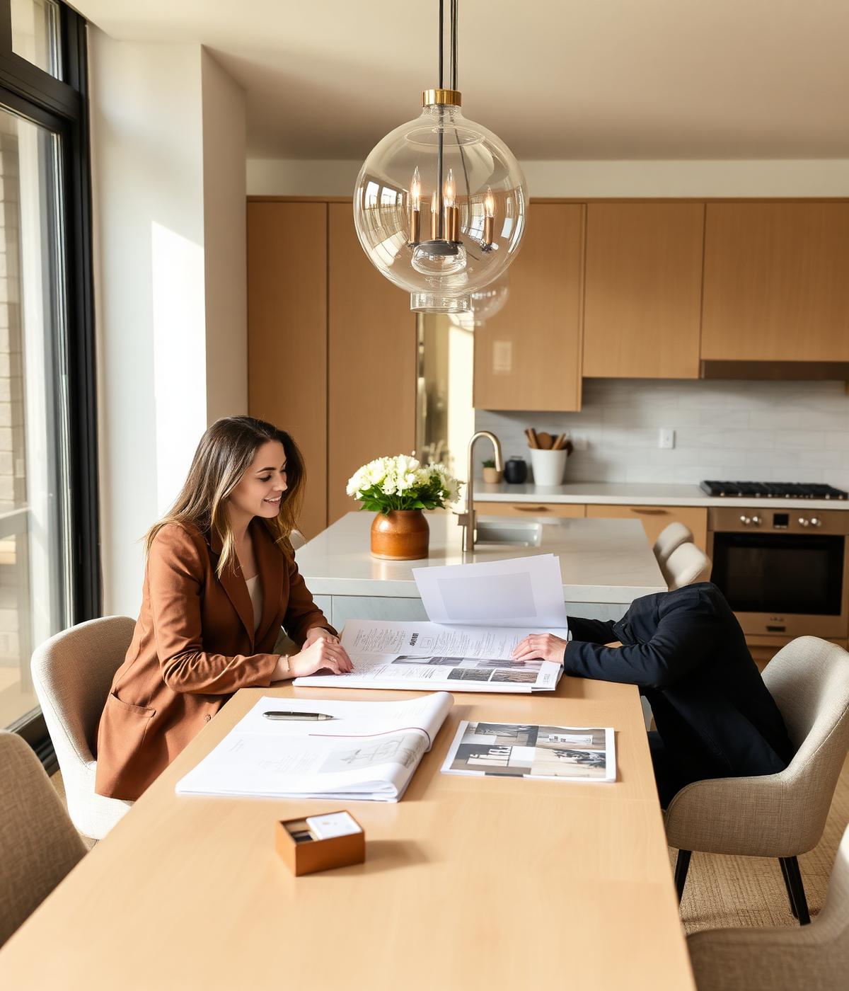 Interieuradviseur van VIA Creaties aan de keukentafel